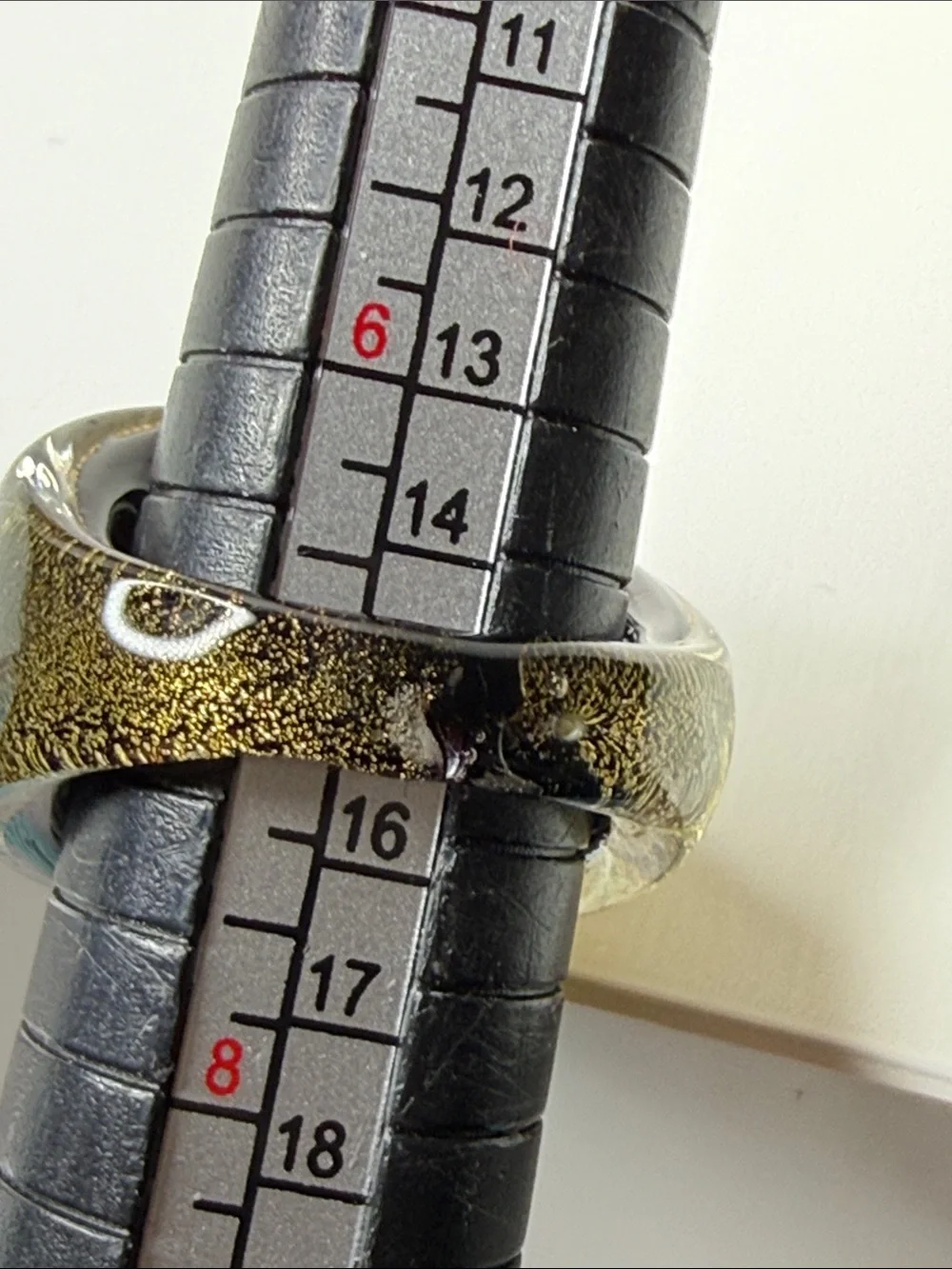 Vintage Wide glass Statement Ring in Metallic Gold drops of glitter